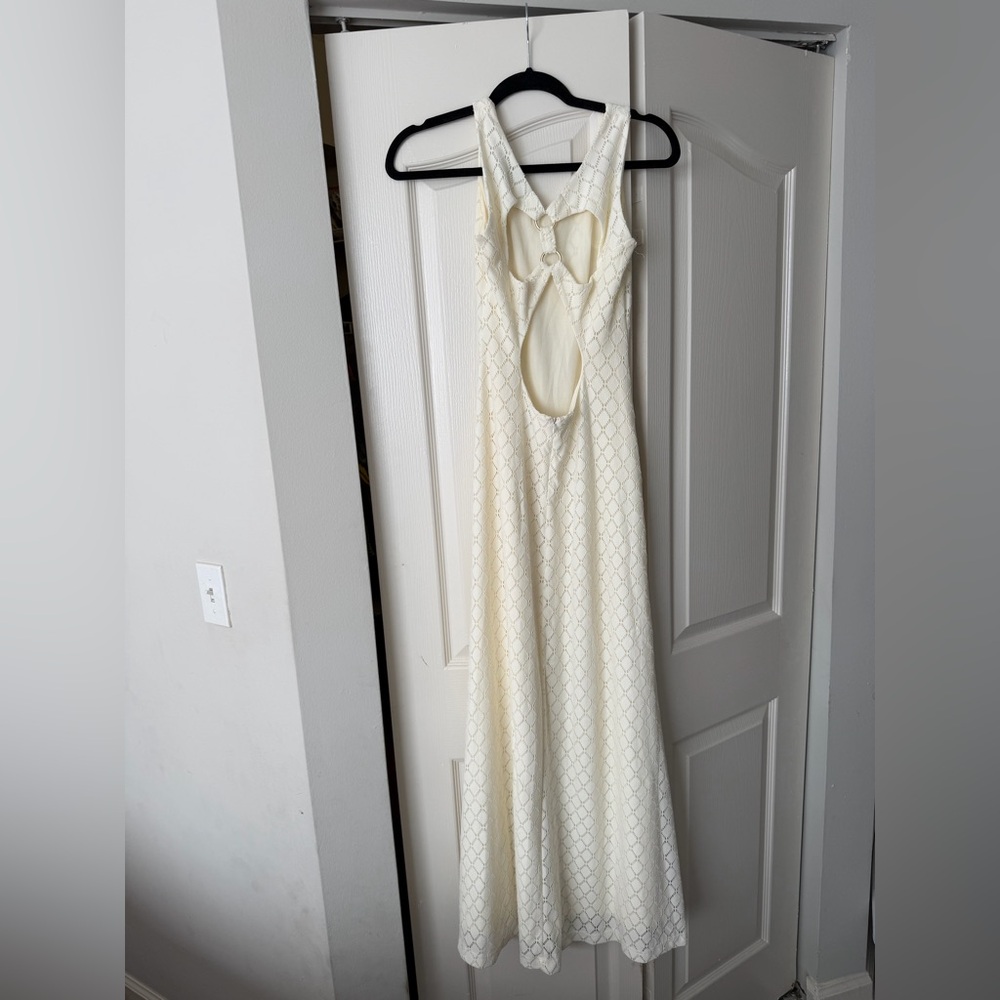 VENUS Cream Backless Maxi Dress
